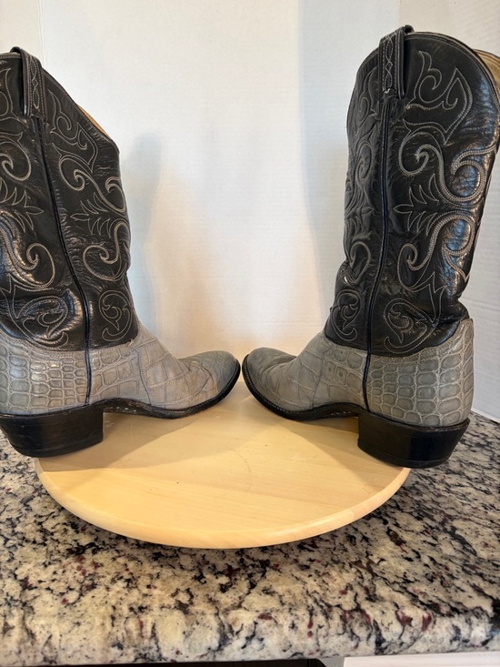 Tony Lama Western Boots Gray Textured ?Belly Leather Men’s 9D Vintage Style 8286 main image 8